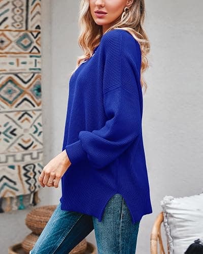 Imily Bela Womens Oversized Tunic Sweaters Fall Slouchy Long Sleeve Ribbed Knit Side Slit Pullover Jumper thumbnail 3