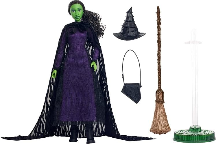 Mattel Universal Wicked Deluxe Elphaba Fashion Doll & Accessories, Movie-Inspired Look with Braided Hair & Posability thumbnail 5