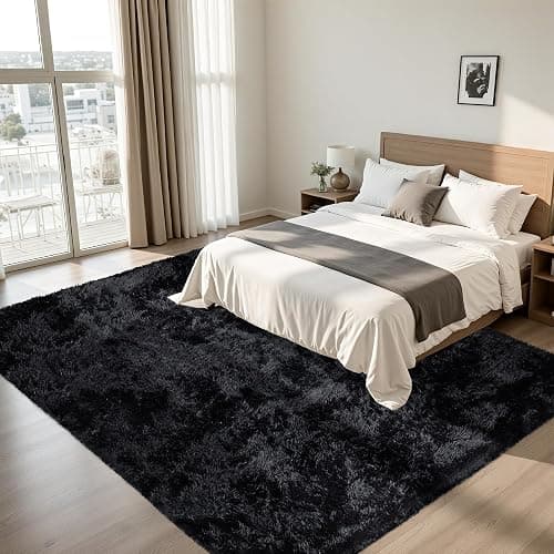 8x10 Area Rug for Living Room:Ultra Soft Fluffy Shag Black Rugs,Large Fuzzy Plush Indoor Non Slip Carpet Washable Rug for Bedroom Kids Nursery Office Dorm Modern Decor(Black) thumbnail 3