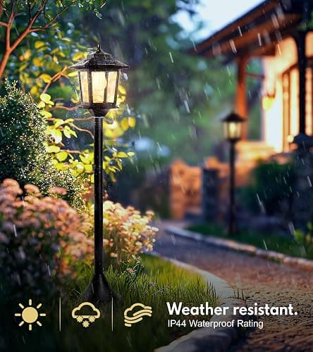 PASAMIC 63" Solar Lamp Post 2Pack, Outdoor Lights Waterproof, Pole Lights Outdoor, Floor Lamp for Patio, Warm White, Replaceable Bulb thumbnail 4