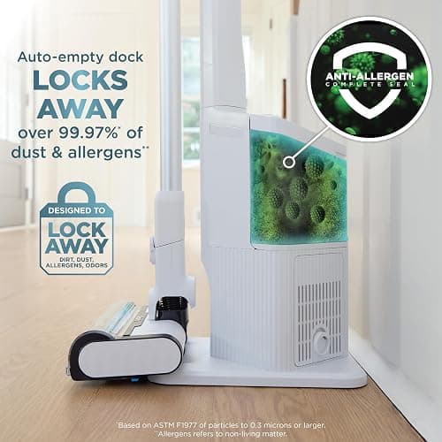 Shark Clean & Empty Cordless Stick Vacuum – Lightweight Cordless Vacuum with HEPA Filter, Portable, Rechargeable, Auto-Empty System, Stick Vacuum for Pet Hair, Carpets & Hardfloor, White, BU3521 - Crevice Tool + Pet Multi-Tool thumbnail 5