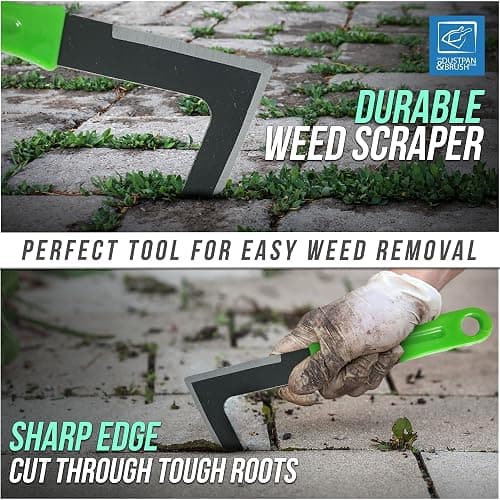 Ultimate Garden Weed Brush Set & Patio Cleaner Includes Metal Wire Broom, Angled Moss Brush with Built In Scraper Tool & Free Handheld Weed Remover Tool, Ideal for Driveway, Garden & Patio Cleaning thumbnail 4