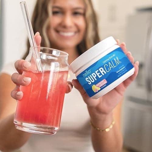 Nello Supercalm Powdered Drink Mix Tub, Cortisol Reducer*, Sleep Aid Supplement, L Theanine, Ksm-66 Ashwagandha, Magnesium Glycinate, Vitamin D 3, No Sugar, Non GMO, 30 Ct, Raspberry Lemonade thumbnail 6