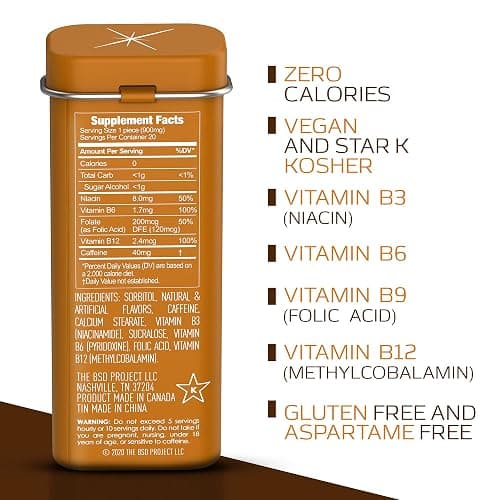 Viter Energy Caffeinated Mints 40mg Caffeine, B Vitamins, Sugar Free. (Chocolate Mint, 20pcs, 6 Pack) thumbnail 3