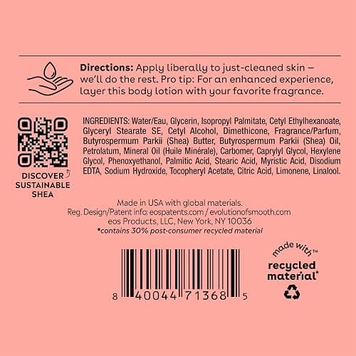 eos Shea Better Body Lotion Pink Champagne, 24-Hour Moisture Skin Care, Lightweight & Non-Greasy, Natural Shea, Vegan, 16 fl oz thumbnail 8