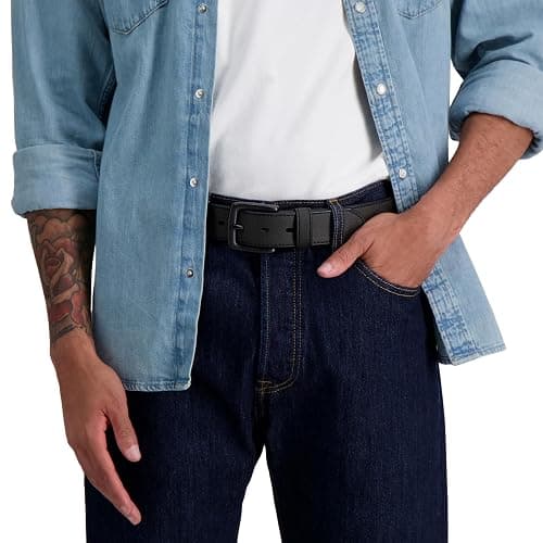 Levi's mens Black Leather Belt - Casual Design for Jeans Or Everyday Wear thumbnail 6