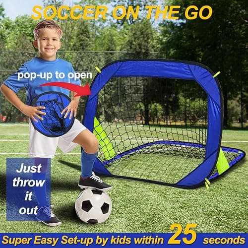 EVERRUSH Pop Up Soccer Goals Nets for Backyard Beach Soccer Training Net Mini Portable Foldable Lightweight Indoor + Outdoor Football Goal with Carry Bag thumbnail 5