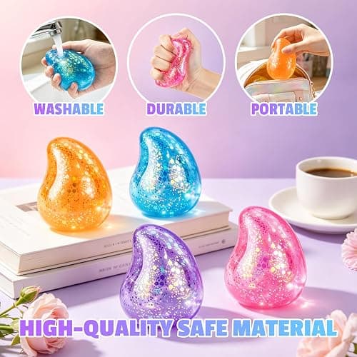 Squishy Stress Balls,Cube Squishies Anxiety Stress Relief Ice Squishy Malt Sugar Balls,Soft Sensory Calming Toys for Kids Teens, Party Favors & Classroom Prizes for Kids - Blue thumbnail 3