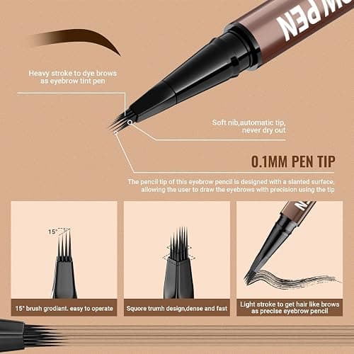 iMethod Eyebrow Pen - Eyebrow Pencil,2-in-1 Eyeliner Dual-Ended Microblading Eyebrow Pencil Long Lasting Waterproof Hair-Like Brow Pencil,with Eyebrow Brush,Eyebrow Pencils for Women,BlackBrown thumbnail 3