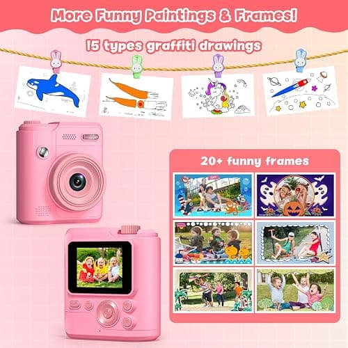 Kids Camera Gifts for Girls Boys - Christmas Birthday Xmas Gift for Girl Boy Age 3 4 5 6 7 8 9 10 11 12 Year Old - Instant Print Digital Toys Ages 3-5 6-8 8-12 Years Olds - Toddler Learning Kid Toy thumbnail 6