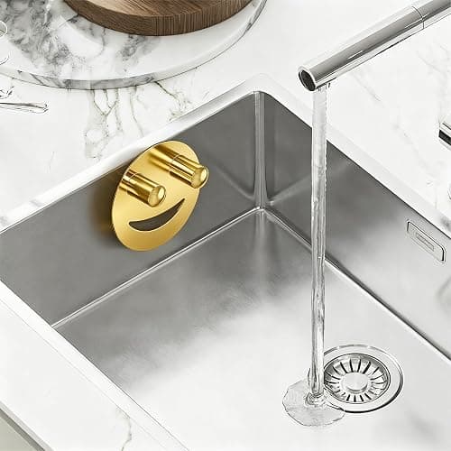 Yoshiky Stainless Steel Smiley Face Sponge Holder, Silver Sink Caddy Organizer Storage with Suction Cup for Kitchen, Kitchen Accessories Decor Scrubber-Gold thumbnail 6