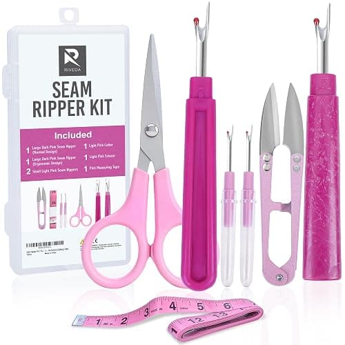 Seam Ripper Kit 7 Pcs - 1 Large, 1 Ergonomic, 2 Small Seam Rippers, Thread Cutter, Scissor, Measuring Tape - Sewing Accessories for Notions Quilting Crafts - Image 1