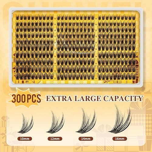 QUEWEL Lash Clusters Wispy Eyelash Clusters 300 Pcs Natural Cluster Eyelash Extensions C Curl, Mixed Length 10-16mm DIY Individual Lashes Cluster at Home for Countless Stunning Looks (QU45) thumbnail 2