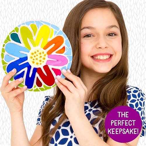 Creative Roots Mosaic Flower Garden Stepping Stone Kit, Includes 7-Inch Ceramic Stone & 6 Vibrant Paints, DIY Stepping Stone Kit for Kids Ages 6+ thumbnail 6