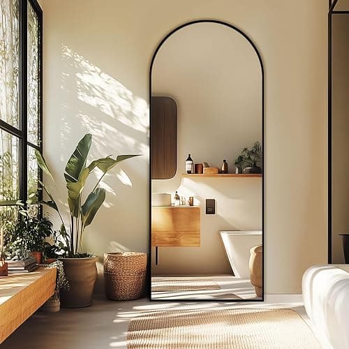 Novlux Full Length Mirror, 58" x 18.5" Arched Full Body Mirror Large Standing Floor Mirrors, Mirrors for Bedroom, Bathroom, Living Room Standing or Wall Leaning, Black thumbnail 7