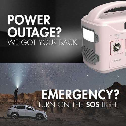 Tenergy T320 Portable Power Station, 300Wh Battery, 110V/200W (Surge 400W) Two Pure Sine Wave AC outputs, USB type C PD 45W, Mobile Power for Outdoors, RV, Hunting, Emergency Backup, Sandy Coral thumbnail 9