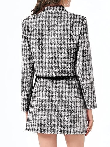 Cicy Bell Womens Cropped Tweed Blazer Sets 2 Piece Outfits and Mini Skirt Sets Business Casual Suits thumbnail 3