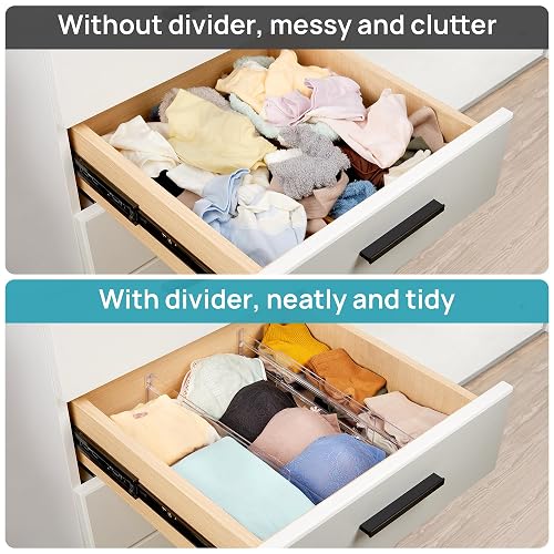 Vtopmart 8 Pack Drawer Dividers, 3.2" High Expandable from 12.2-21.4" Adjustable Drawer Organisers，Clear Plastic Drawers Separators for Clothing, Kitchen Utensils and Office Storage thumbnail 5