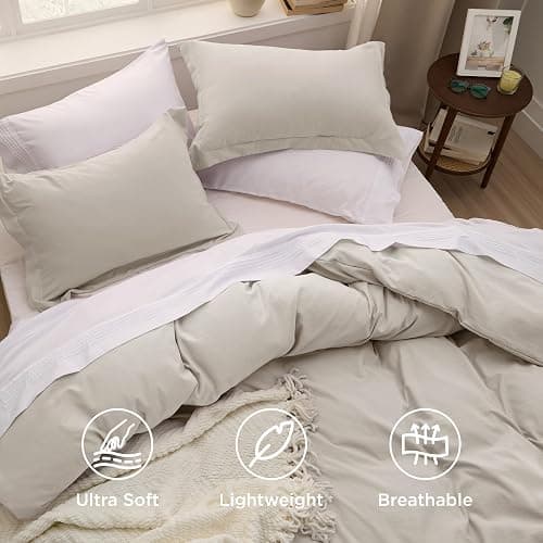 Bedsure Oversized King Duvet Cover - 3 Pieces Prewashed Cotton-Like Polyester Extra Soft Bedding Set, Includes 1 Duvet Cover 120x98 Inches with Zipper Closure & 2 Pillow Shams, Linen, No Comforter thumbnail 4