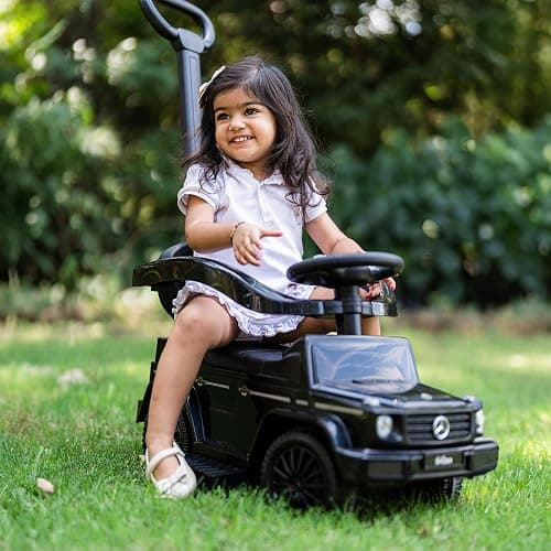 Best Ride On Cars 3 In 1 Mercedes G-Wagon Push Car for Toddlers 1 to 3 Years Old, Kids Outdoor Stroller with Music, Horn Sounds, and Handle, Realistic Driving Experience, Black thumbnail 7