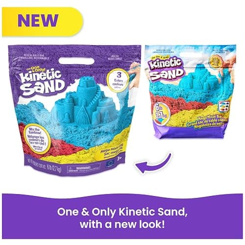 Kinetic Sand, 6lbs Mega Mixin’ Bag with Red, Yellow & Blue Play Sand, Amazon Exclusive (Packaging May Vary), Sensory Toys, Holiday Gifts & Stocking Stuffers for Kids Ages 3 and up thumbnail 6