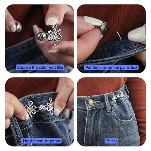 Pants Tightener for Women - Jean Tightening Clips and Pins to Make Waist Smaller - Adjust Waist Clips 4Set thumbnail 5