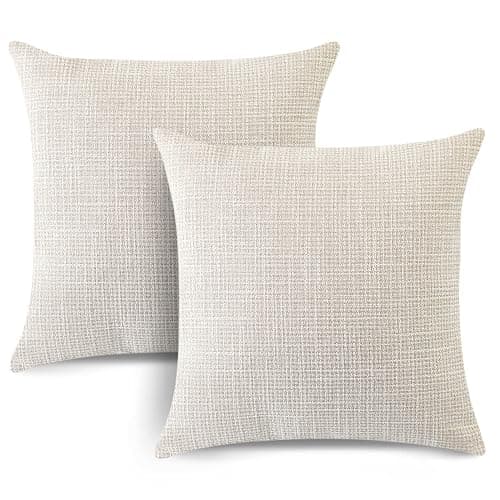 OTOSTAR Linen Throw Pillow Covers Set of 2 Decorative Square Pillowcases Cushion Covers 24x24 Inch for Home Decor Sofa Bedroom Car 60 x 60CM Beige - Beige - 24" x 24" (Pack of 2) thumbnail 6