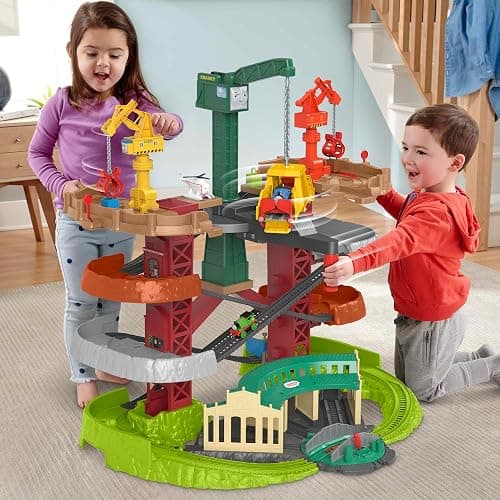 Thomas & Friends Multi-Level Toy Track Set, Trains & Cranes Super Tower, 2.5 Ft Tall with 3 Characters for Preschool Kids Ages 3+ Years (Amazon Exclusive) thumbnail 2