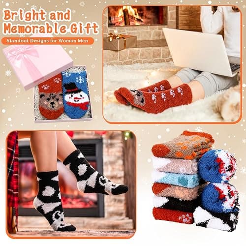 Yearntown 8 Pair Fuzzy Sock for Women Unisex Cozy Fluffy Soft Sleep Socks for Winter Sports Outdoor Christmas Gifts thumbnail 4