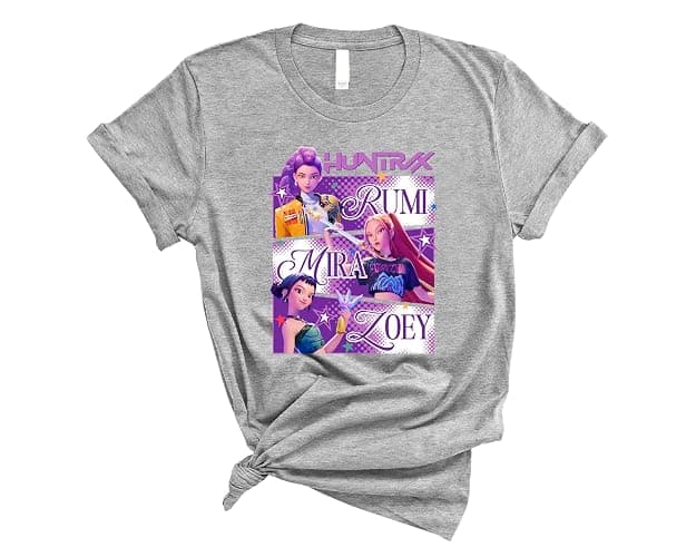 Huntrix T-Shirt, Demon Pop Hunters Movie Shirt, Korean Pop Concert Outfit, Fantasy Animation Film Graphic Tee, Pop Music Idol Inspired Shirt (PINK, YOUTH MEDIUM) thumbnail 5