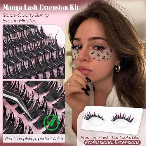 Manga Lash Clusters Bunny Eyelash Clusters Spiky Cluster Eyelash Extension D-Curly Anime Lashes Clusters 130PCS DIY Lash Extensions for Baddie Girl Makeup 8-18mm Fairy Individual Lashes thumbnail 6