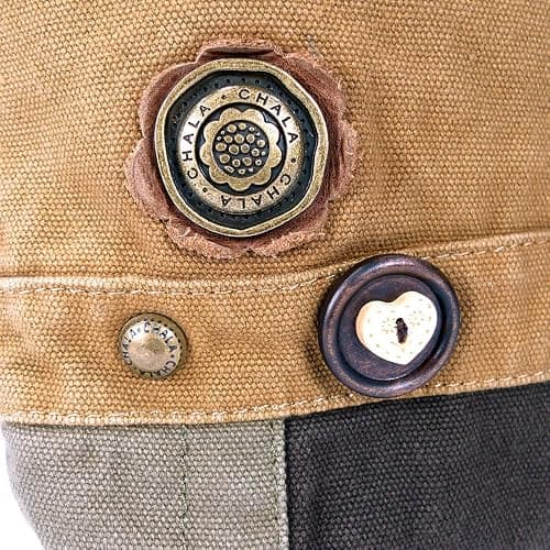 Canvas Patchwork Cross-body BROWN Messenger Bag (Metal Dragonfly +Teal Flowers) thumbnail 7