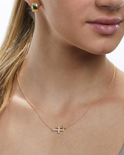 Milla 14K Gold Plated Cross Necklace for Women, Silver Cross Necklaces for Women, 18 inches Chain with Cross Pendant thumbnail 2
