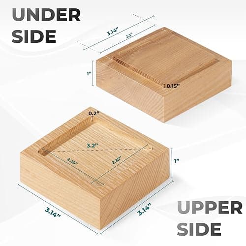Bed Risers, Furniture Risers (Set of 8-Height 1") Can be Adjusted to 2'' 3''or 4'', Lifts Furniture Risers, Solid Natural Wood Risers, Non-Slip Recessed Hole (Square-Natural Color) thumbnail 2