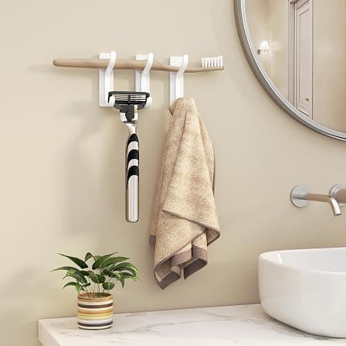 pickpiff Adhesive Wall Coat Hooks - Heavy Duty Stick-On Door Hanger, Metal Hook for Hanging Towel,Purse, Robe, Backpack, Jacket, Clothes - for Bathroom,Dorm, Closet, Kitchen - White, 4 Pack thumbnail 8