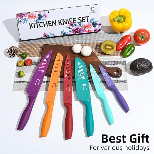 UPTRUST Knife Set, 12-piece Kitchen Knife Set Nonstick Coated, Professional Kitchen Cutlery Set for Chef, Cooking, Camping, Outdoor, Gift for Mom thumbnail 7