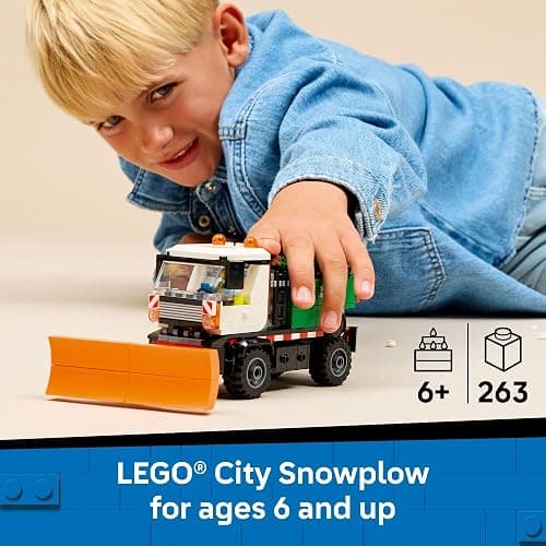 LEGO City Snowplow Truck Building Toy for Kids - Pretend Play Vehicle for Boys & Girls, Ages 5+ - Toy Truck W/Movable Plow & Driver Minifigure - Gift Idea for Birthdays - 60490 thumbnail 2