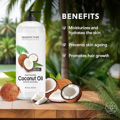 Majestic Pure Fractionated Coconut Oil - Relaxing Massage Oil, Liquid Carrier Oil for Diluting Essential Oils - Skin, Lip, Body & Hair Oil Moisturizer & Softener - 16 fl oz thumbnail 4