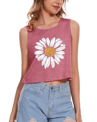 Crop Tops for Women Tank Summer Casual Sleeveless Loose Fit Basic Shirts thumbnail 6