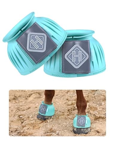 Harrison Howard Rubber Bell Boots for Horses, Hoof Overreach Protection for Horses, w/Upgraded Leather Touch Tape - Image 1