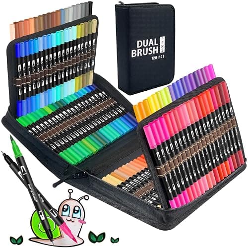 Halobios 120 Colors Dual Brush Marker Pens, Art Markers with Fine and Brush Tip Coloring Markers for Adults, Marker for Journaling Calligraphy Drawing Sketching Doodling Illustrating - Image 1