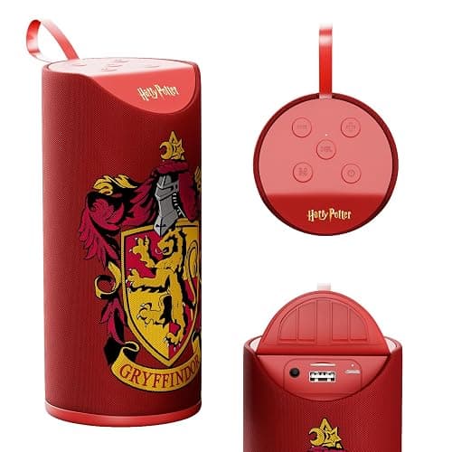 Harry Potter Gryffindor Wireless Bluetooth Speaker, IPX4 Water Resistant, 3 Hr Playtime, FM Radio + SD Slot, Officially Licensed | Harry Potter Gifts for Women, Men, Kids & All Fans of Gryffindor - Image 1