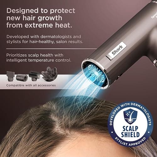 Shark SpeedStyle Pro Flex Professional Performance High-Velocity Hair Dryer System with Scalp Shield & IQ Speed Styling and Drying Suite, Lightweight, Ionic, No Heat Damage, Mocha Silver, HD542 thumbnail 4