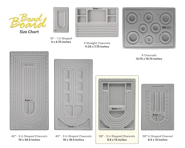 The Beadsmith Bead Board with Cover, Grey Flocked, 3 U-Shaped Channels, 6 Recessed Compartments,13.25H x 9.75L inches, Design Boards for Creating Bracelets, Necklaces and Other Jewelry thumbnail 5