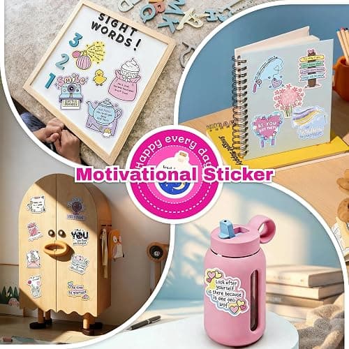 200 Pcs Cute Positive Affirmation Stickers for Journaling Aesthetic | for Adults,Vinyl Cute Positive Motivational Aesthetic Boho Journal Stickers for Water Bottles Laptops Adult Teen Kid thumbnail 4