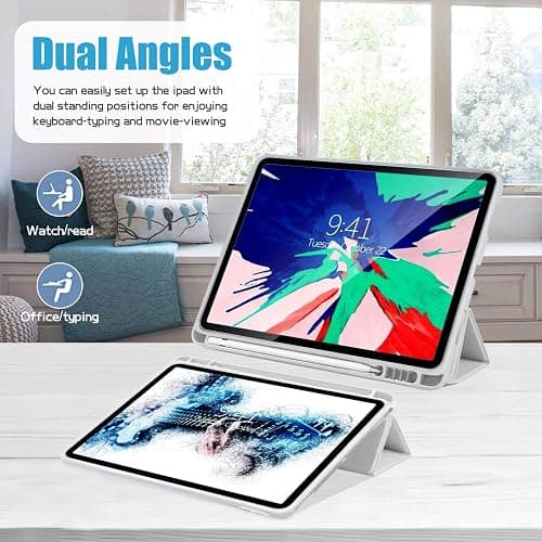 Case for iPad Air 3 Case 2019 with Pencil Holder Ultra Slim Soft TPU Back Cover with Auto Sleep/Wake Full Body Protective Smart Case for iPad Air 3rd Generation 2019/iPad Pro 10.5 2017 (Gray) thumbnail 4