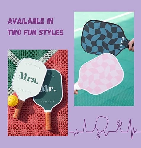 A Perfect Match Pickleball Paddle Set Engagement Gifts for Couples I I His and Hers Gifts I Includes 2 Pickleball Paddles, Carrying Bag and 2 Pickleballs thumbnail 6