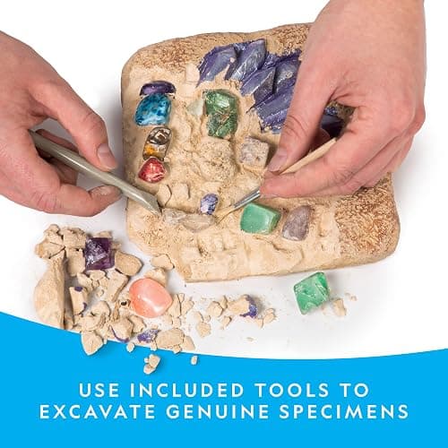 NATIONAL GEOGRAPHIC Mega Gemstone Dig Kit – Dig Up 15 Real Gemstones and Crystals, Science Kit for Kids, Gem Digging Kit, Gift for Girls and Boys, Mining Kit, Rock Collection thumbnail 3