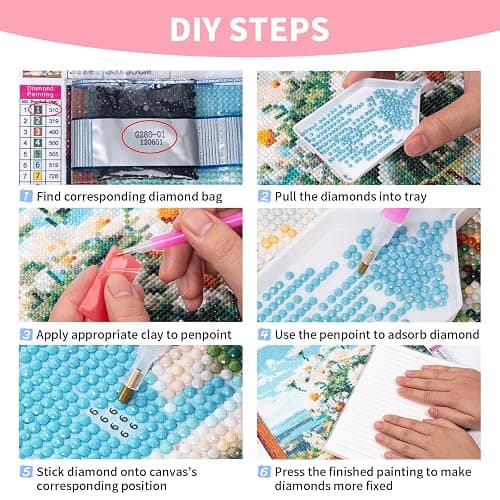 GEEHEIY Flowers Diamond Art Kits for Adults, 5D Spring Diamond Painting Kits for Beginner, DIY Full Drill Round Gem Art for Home Wall Decor 12 x16 Inch thumbnail 6