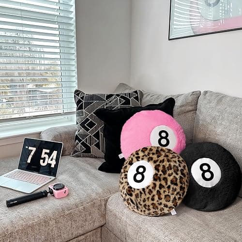 Dripykiaa Cheetah 8 Ball Throw Pillow, 14" Leopard Print 8 Ball Pillow Round Plush Decorative Cushion, Soft Trendy Throw Pillow for Bedroom & Living Room, Modern Aesthetic Home Decor for Women & Teens thumbnail 7